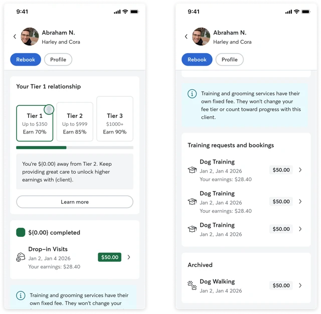 Mixed relationship (core + training) design exploration