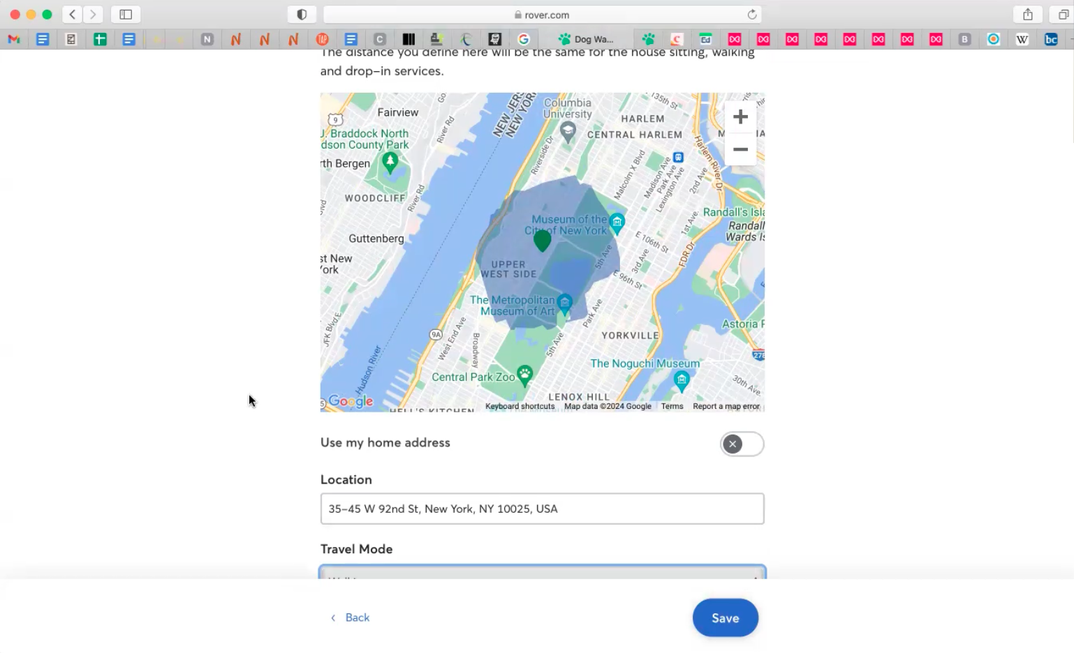 Research prototype — travel-distance polygon